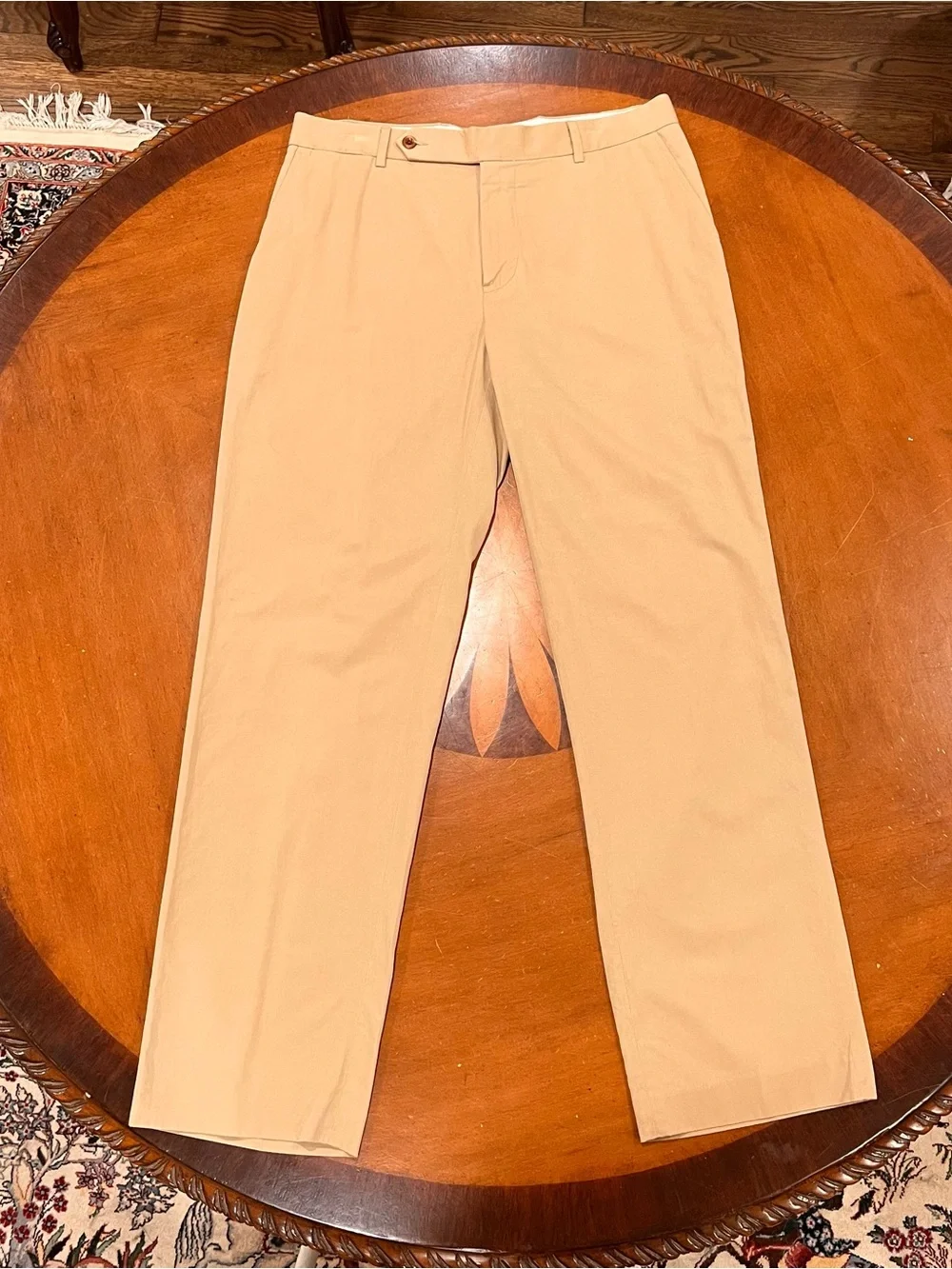 Polo Ralph Lauren Men’s Premium Silk/Cotton Flat Front Trousers Khaki 32x32 Pant